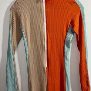 Vibrant Colorblock Ribbed jumpsuit romper